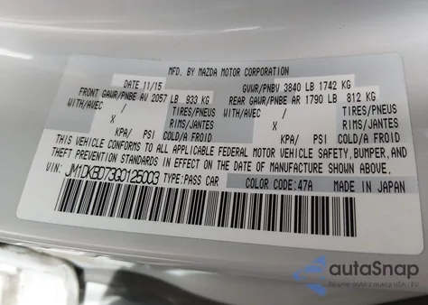 2016 Mazda Cx-3 Grand Touring z USA, uszkodzony, nr VIN JM1DKBD73G0125003